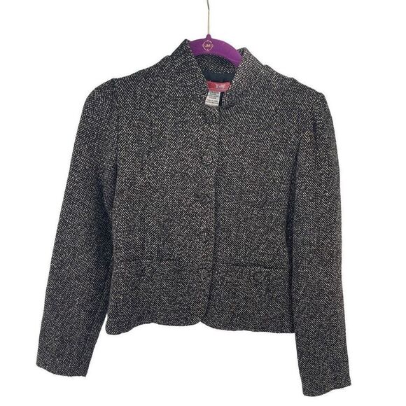 Lux Women's High Neck Collar Tweed Office Jacket Blazer Multicolor Size Small - Picture 1 of 9